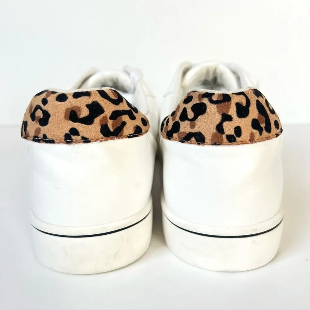 MIA Alisa NEW White Leopard Print Accent Skate Athleisure Sneakers SZ 8.5